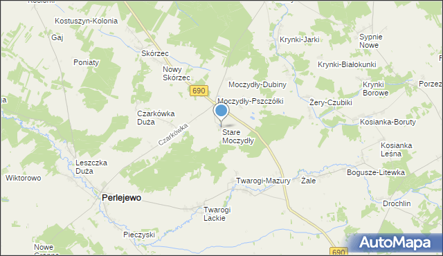 mapa Stare Moczydły, Stare Moczydły na mapie Targeo